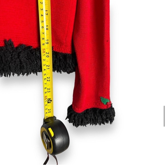 Michael Simon Womens Sz M Beaded Nutcracker Sweater Cardigan Black Fringe Trim - Picture 11 of 15